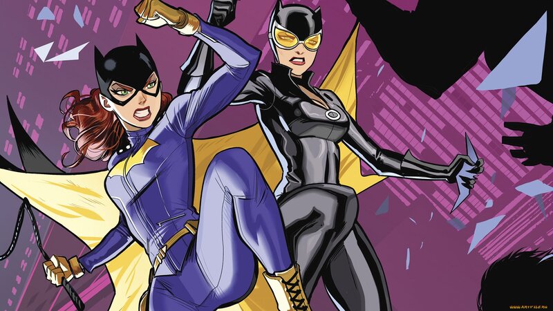 Two Female Superheroes — Purple