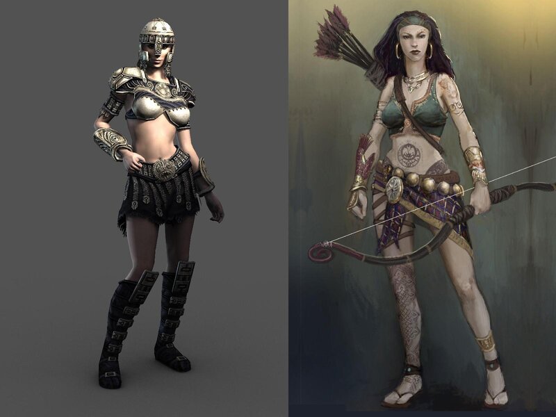 Two female warrior characters