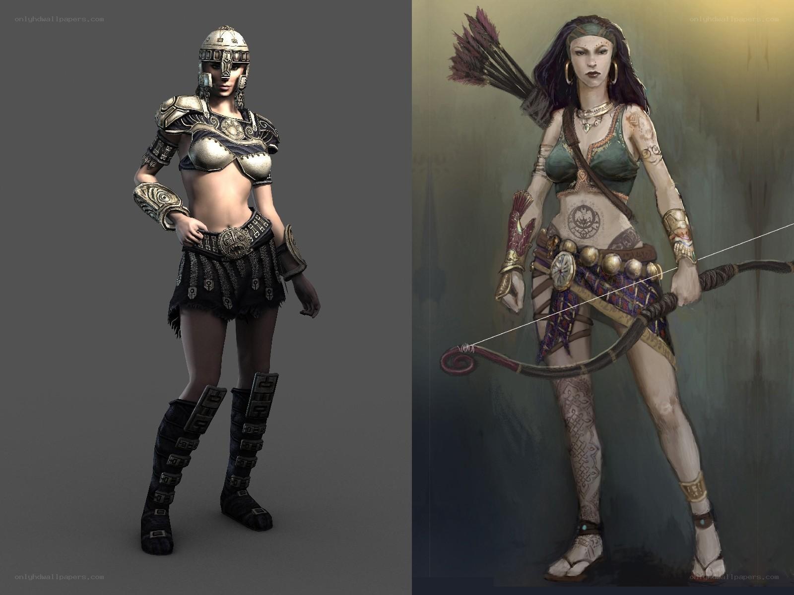 Two female warrior characters