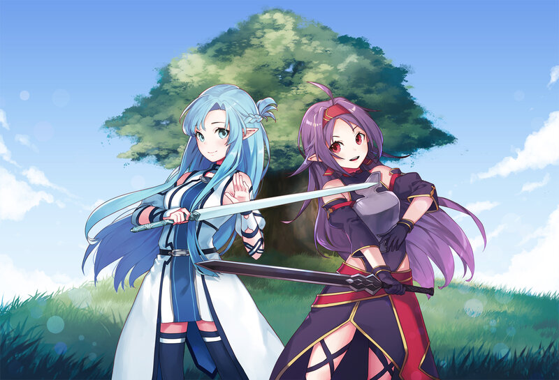 Two Female Warriors — Blue, Calm