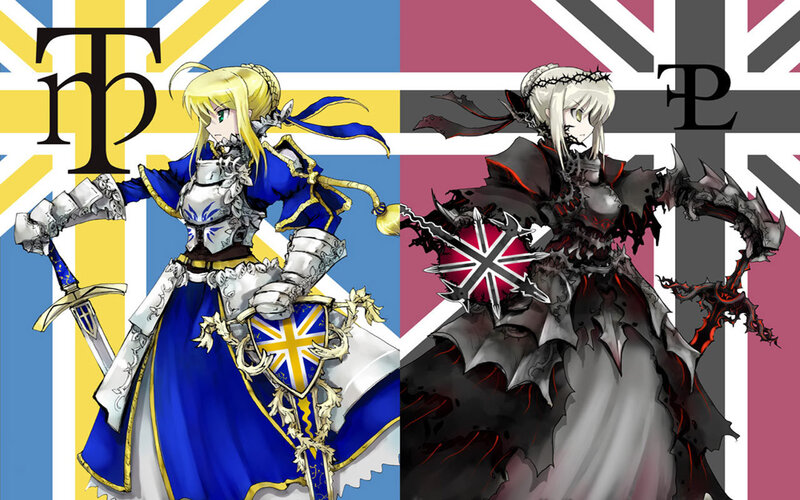 Two Female Warriors — Blue, Dramatic, Anime