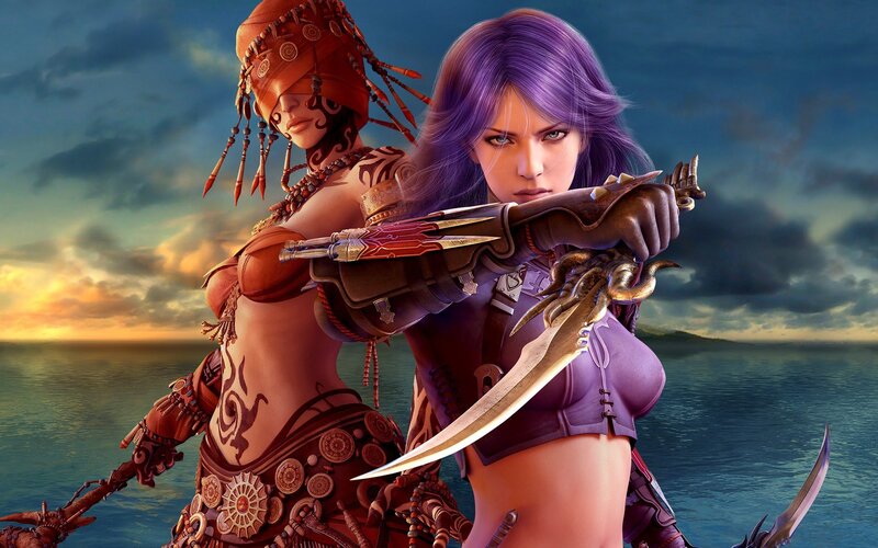 Two Female Warriors — Dramatic