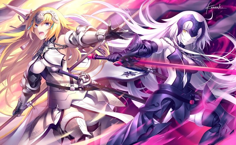 Two Female Warriors Fighting — Purple, Dramatic, Anime