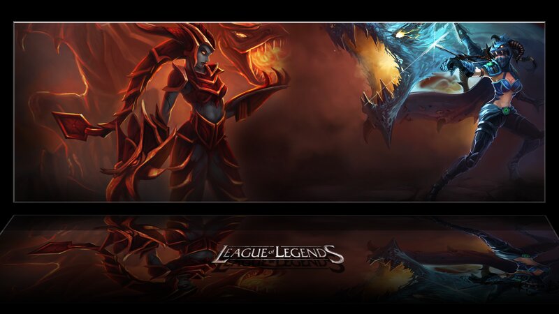 Two Female Warriors Fighting — Red, Dramatic, Digital Art, Dragons