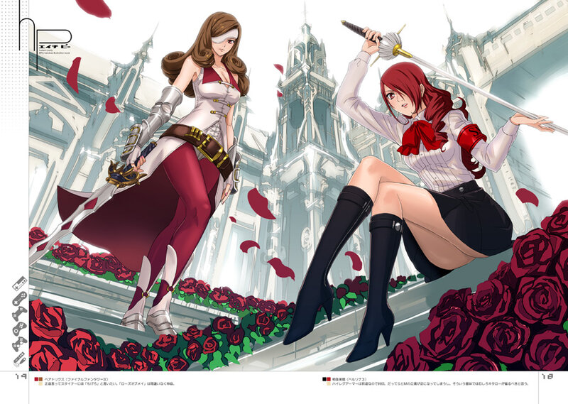 Two female warriors in a rose garden