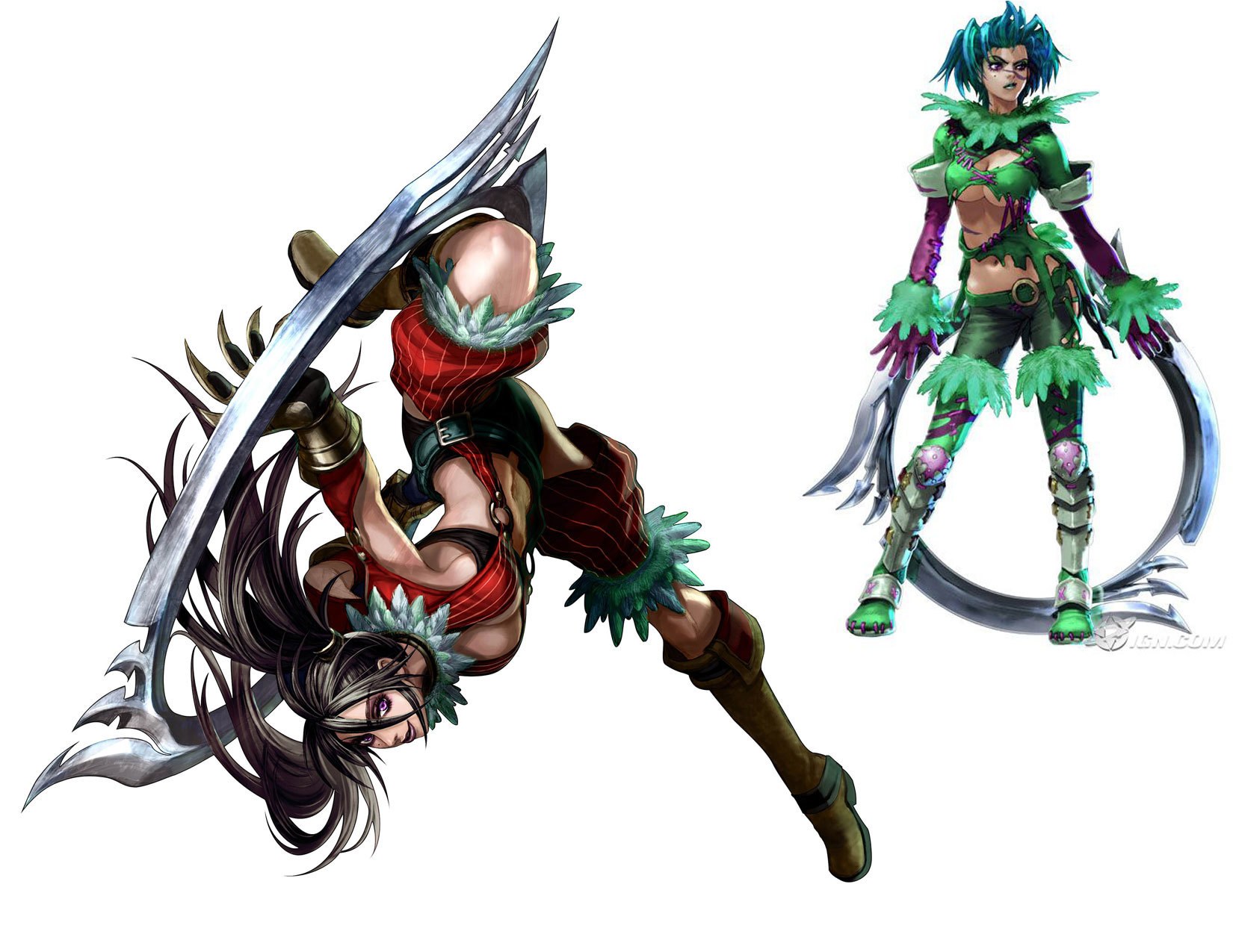 two female warriors in action