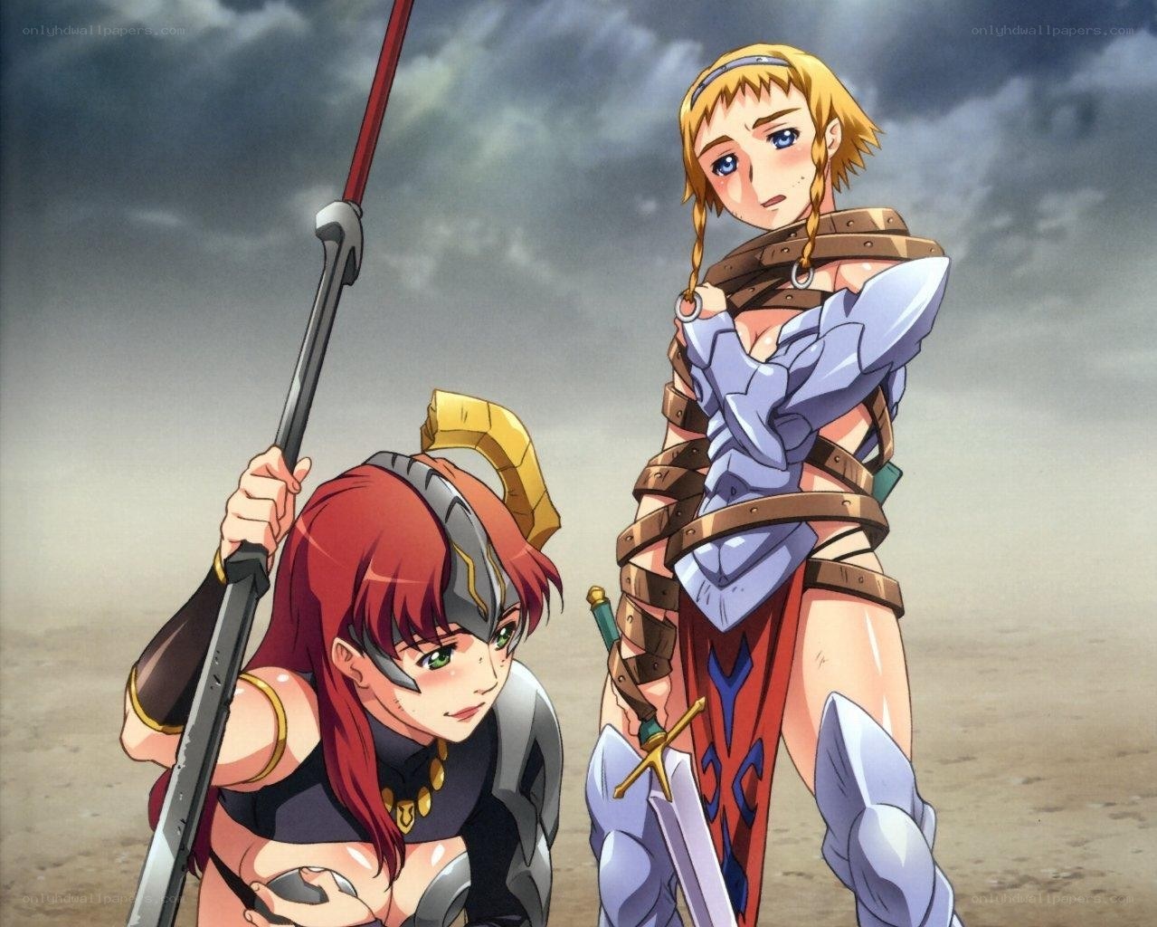 Two female warriors in armor
