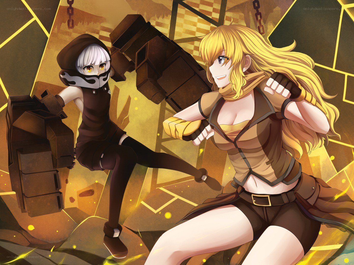 Two female warriors in combat