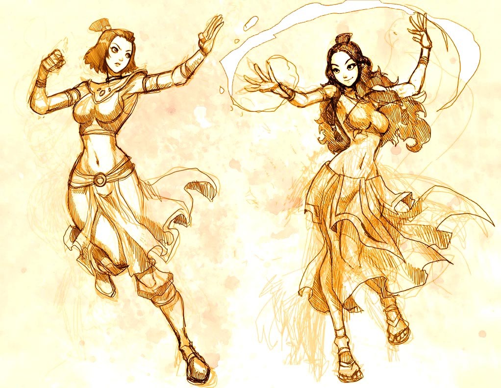 two female warriors in motion