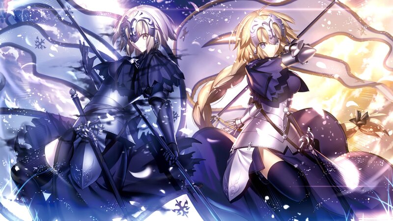 Two Female Warriors — Purple, Dramatic, Anime, Swords