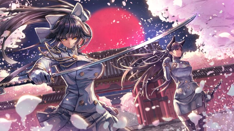 Two Female Warriors — Purple, Dramatic, Spring, Anime