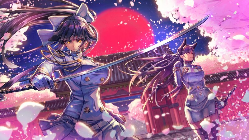 Two Female Warriors — Purple, Dramatic, Spring