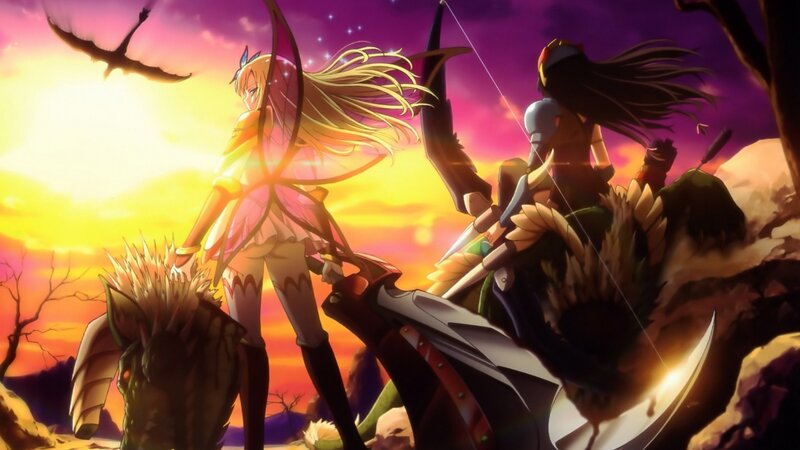 Two Female Warriors — Purple, Dramatic, Sunset, Anime