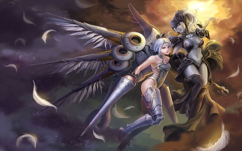 Two Female Warriors with Wings