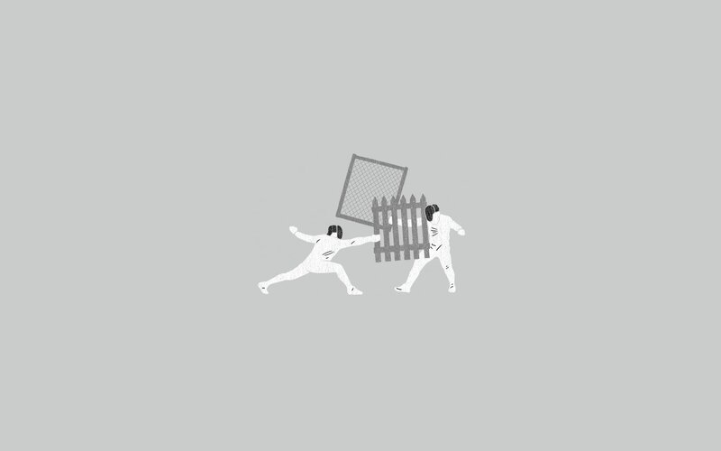 Two Fencers Fighting
