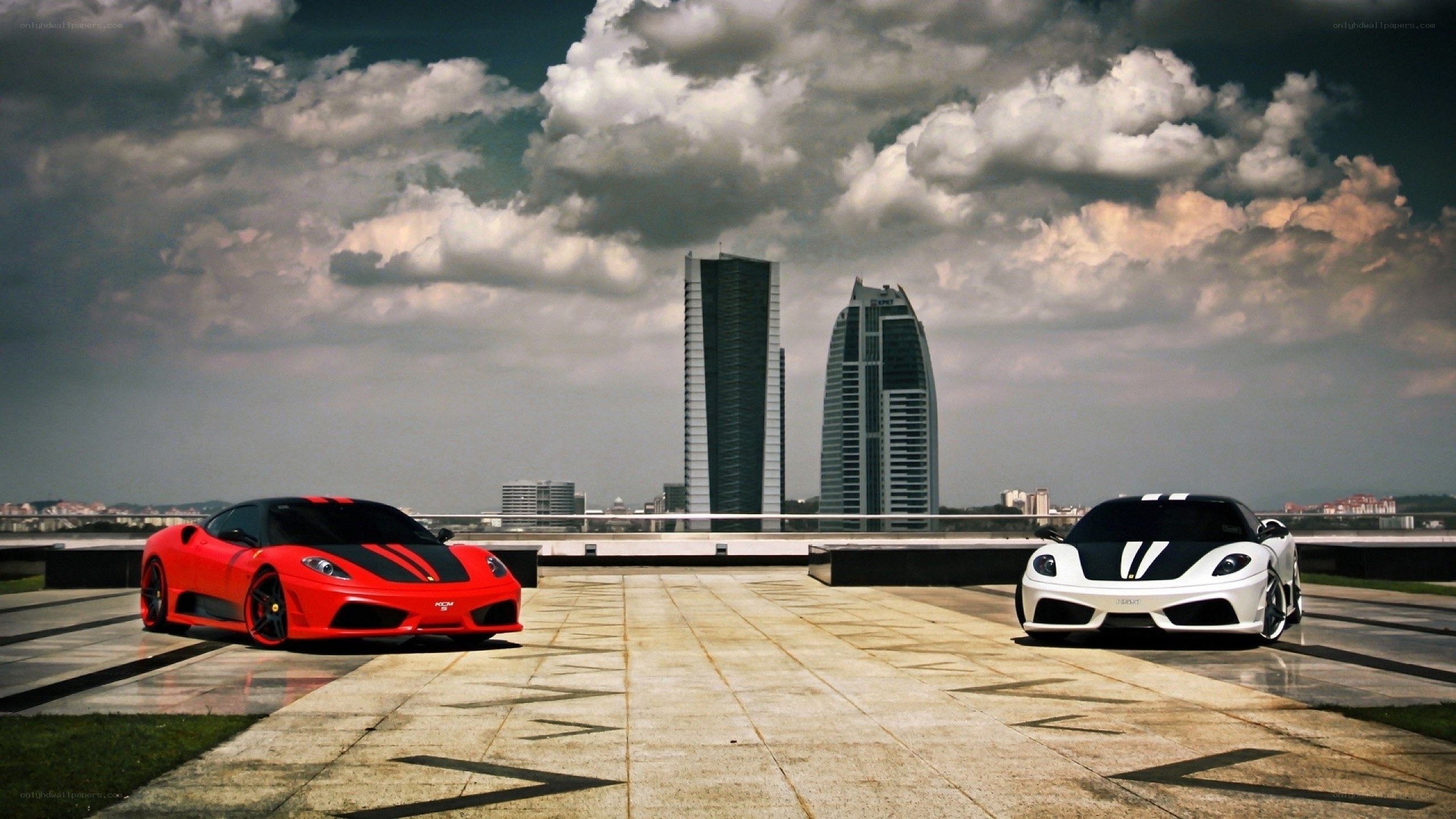Two Ferraris on a rooftop