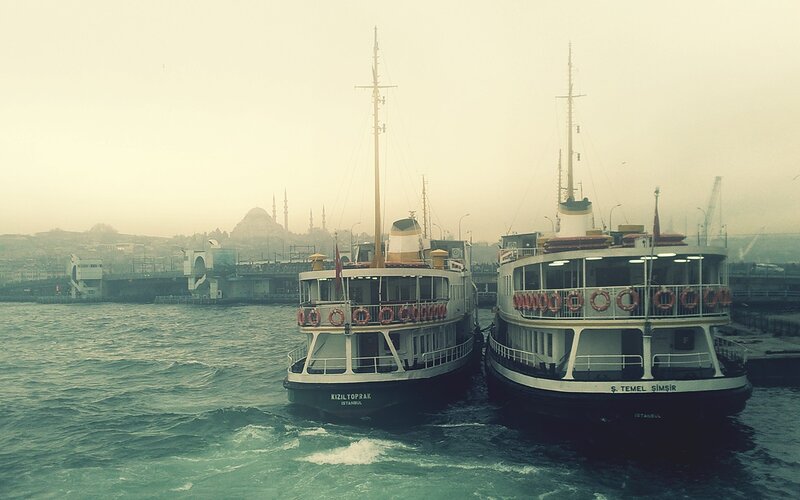 Two Ferries in Harbor