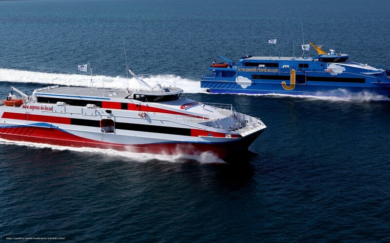 Two ferries on the sea