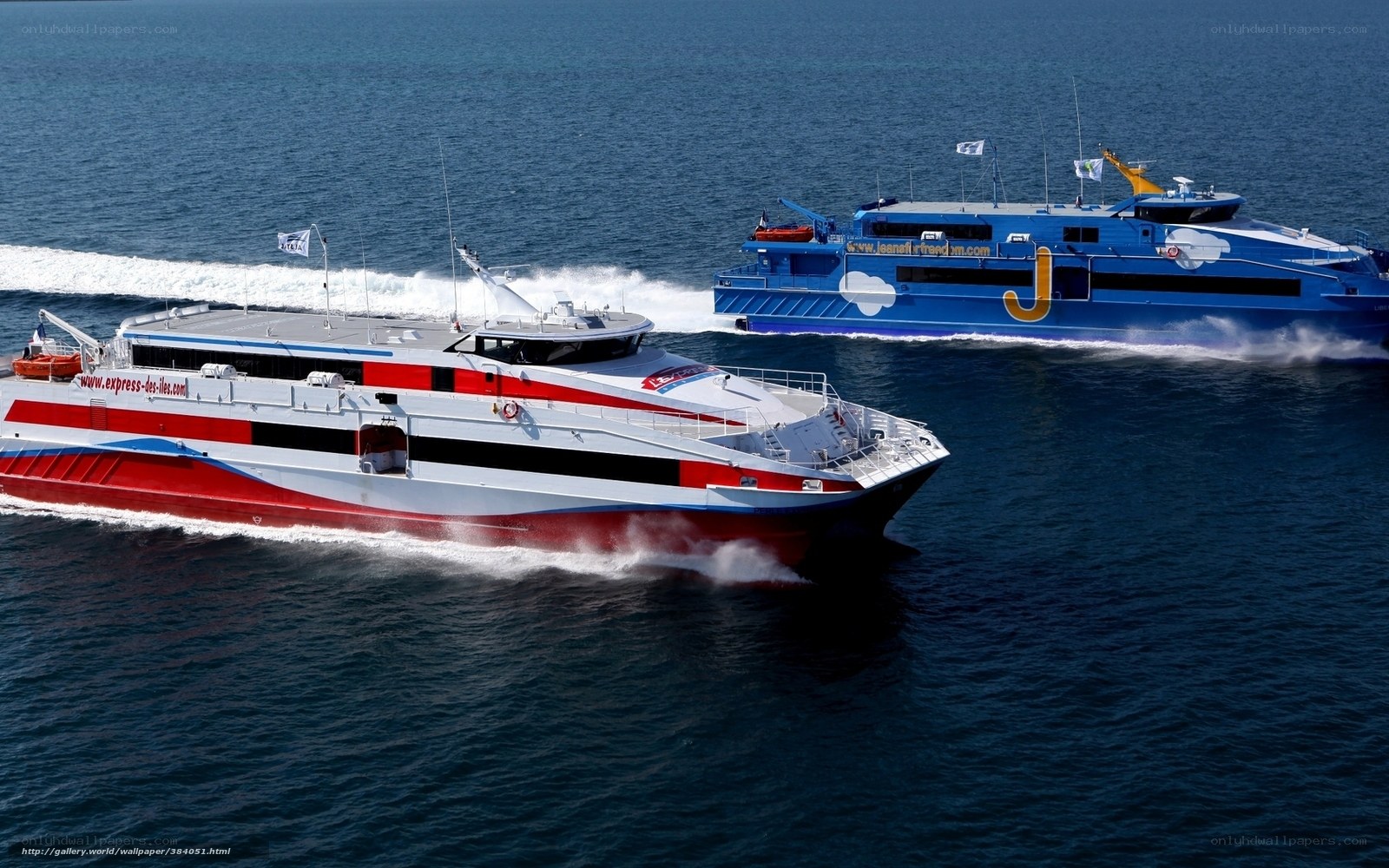 Two ferries on the sea