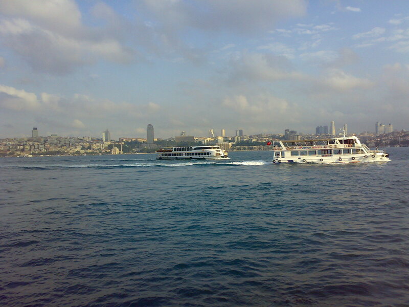 Two Ferries on Water — Blue