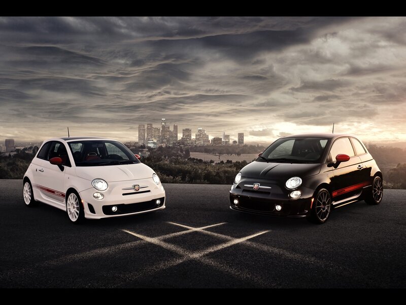Two Fiat 500 Abarth cars