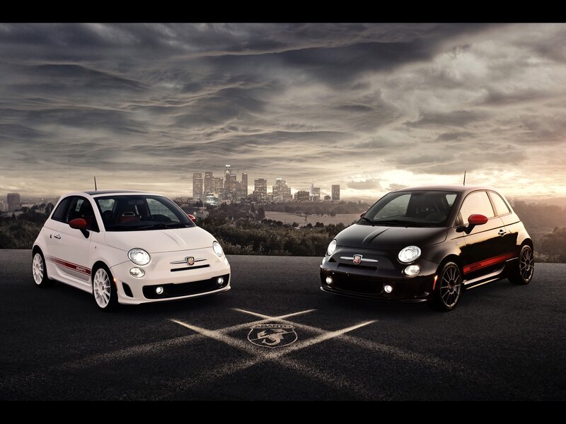 Two Fiat 500 Abarth cars
