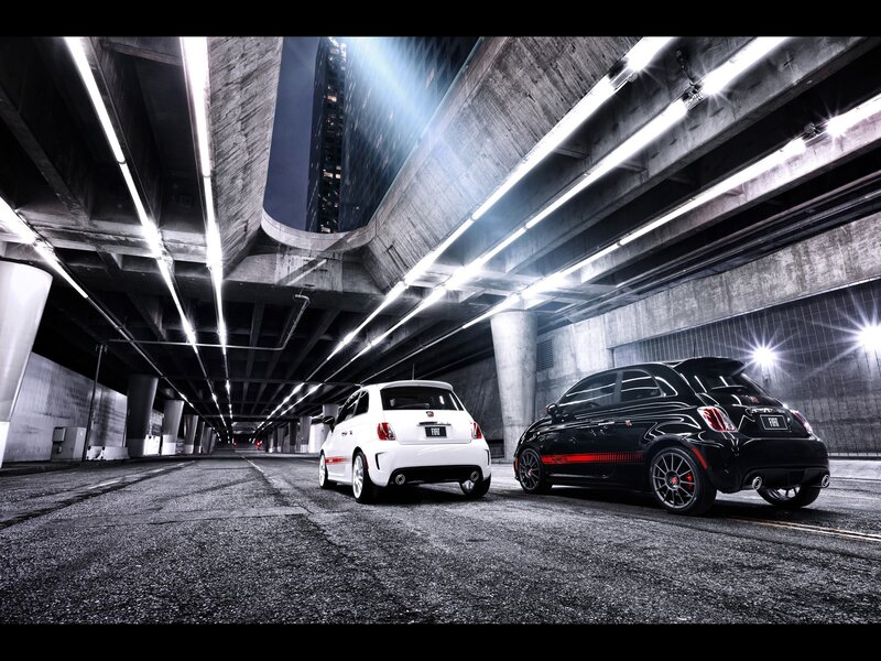 Two Fiat cars in an underpass