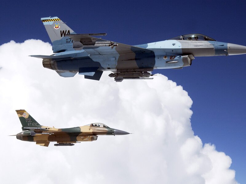 Two Fighter Jets — Blue, Dramatic, Afternoon, Photograph