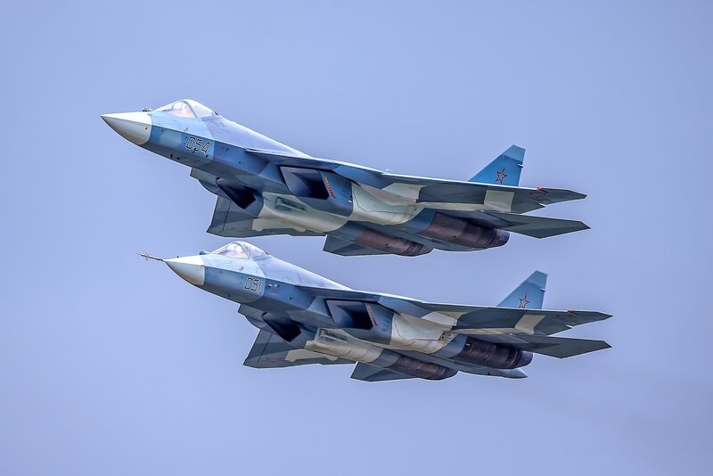 Two Fighter Jets — Blue, Dynamic, Photograph