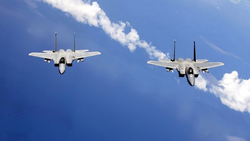 Two Fighter Jets — Blue, Dynamic