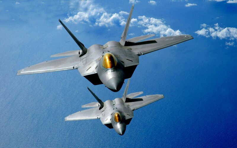 Two Fighter Jets — Blue, Serene