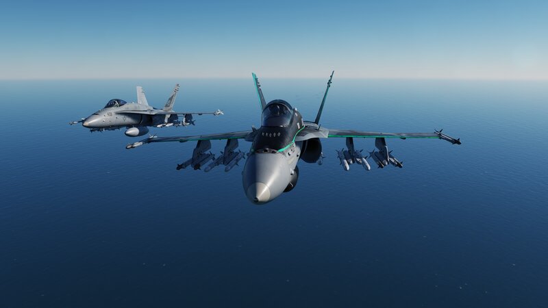 Two Fighter Jets Flying — Blue, Calm