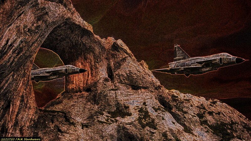 Two Fighter Jets Flying — Brown