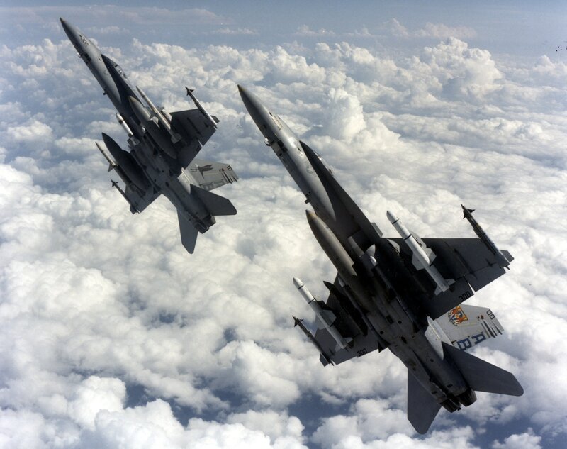Two Fighter Jets — Gray, Dramatic, Afternoon, Photograph, Clouds