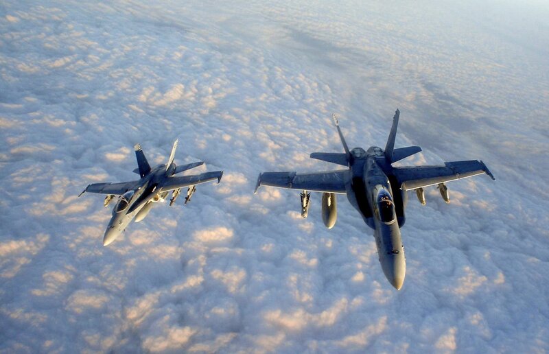 Two Fighter Jets — Gray, Dramatic, Morning