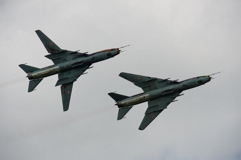 Two Fighter Jets — Gray, Dramatic, Photograph, Aircraft, Sky