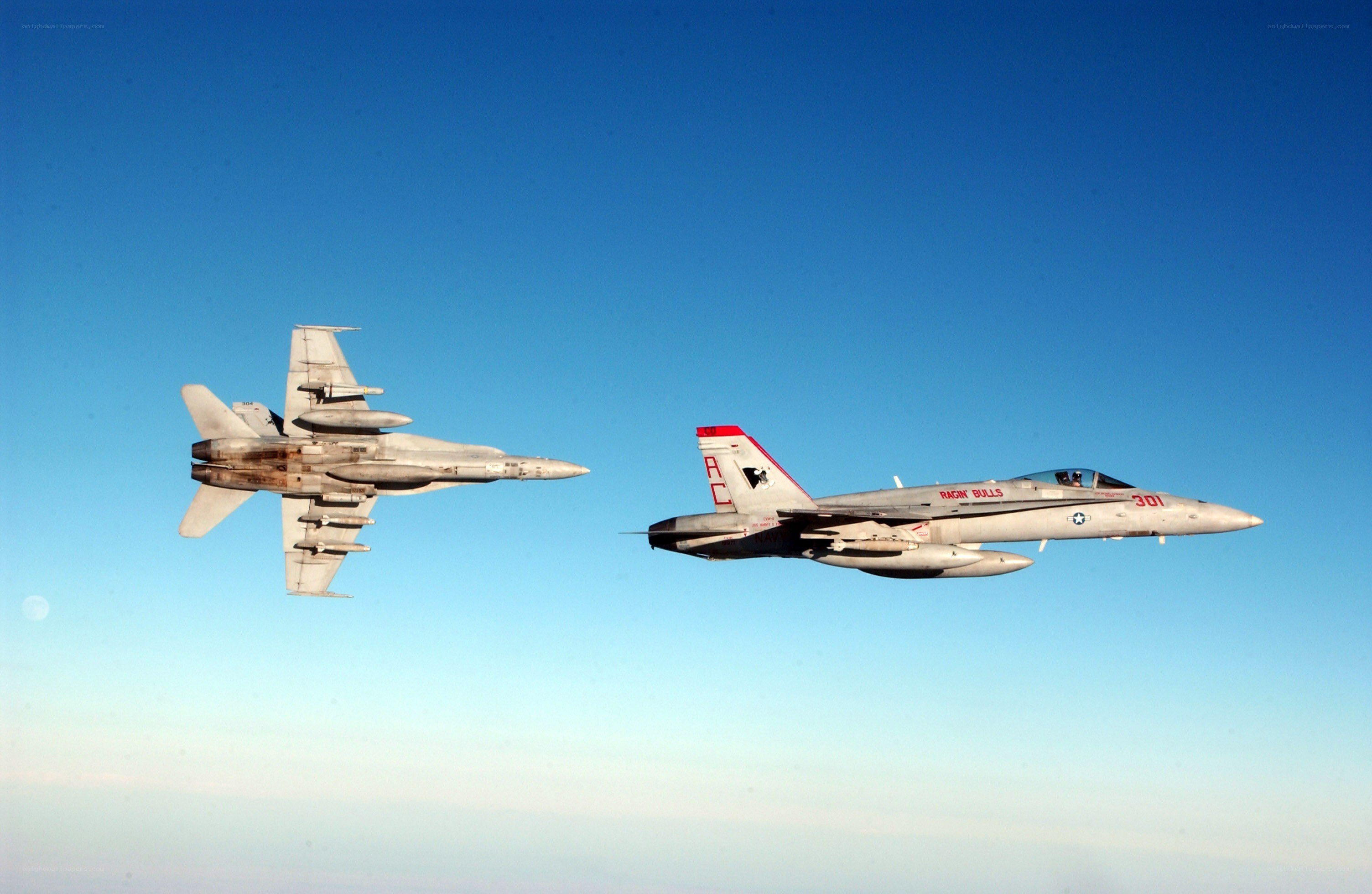 Two fighter jets in flight