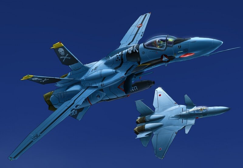 Two fighter jets in flight