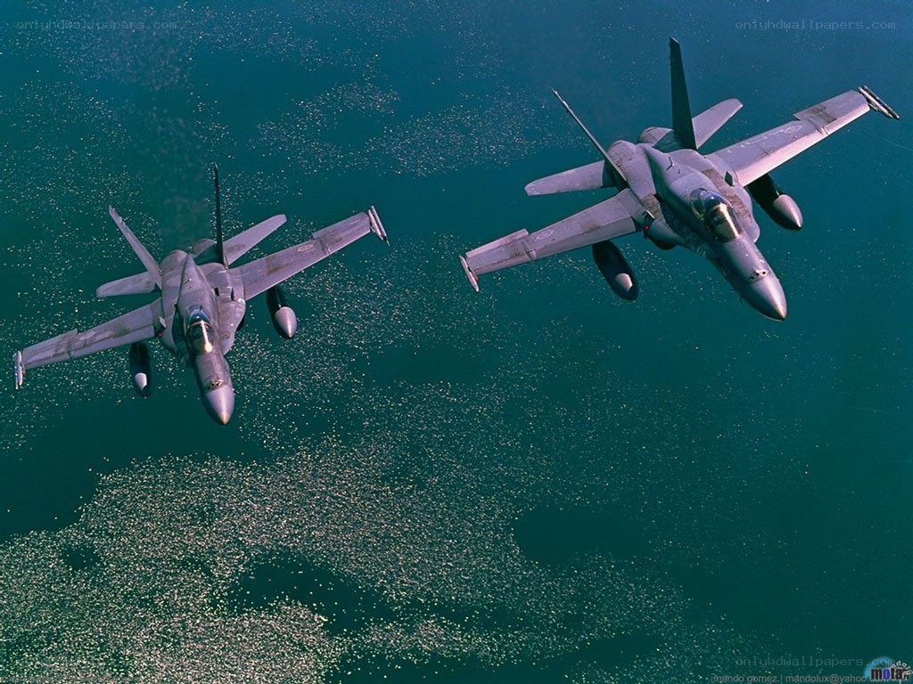 Two fighter jets in flight