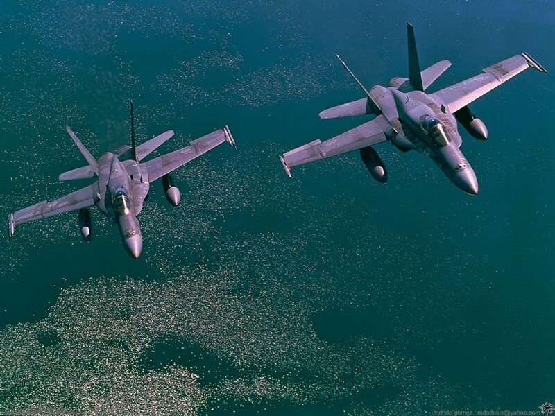 Two fighter jets in flight