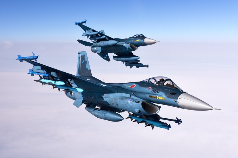 Two Fighter Jets in Flight — Blue, Calm, Morning