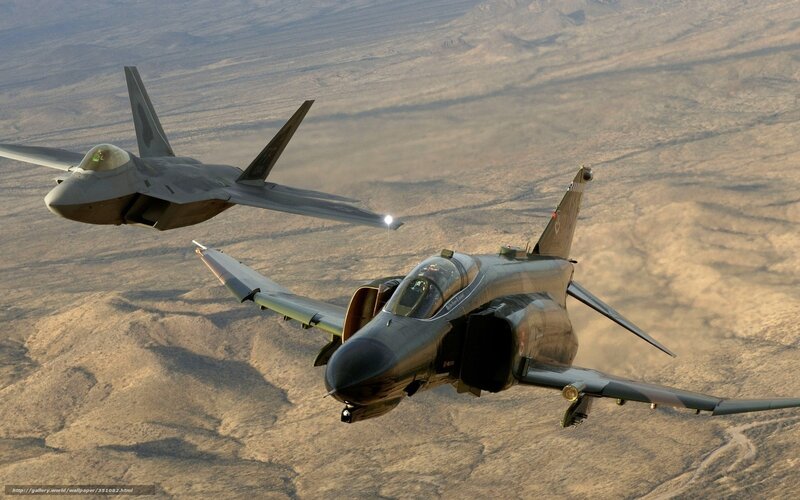 Two Fighter Jets in Flight — Brown, Dramatic, Afternoon