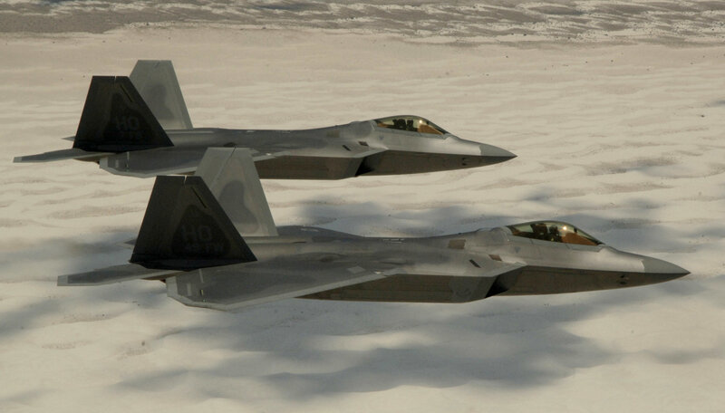 Two Fighter Jets in Flight — Dramatic