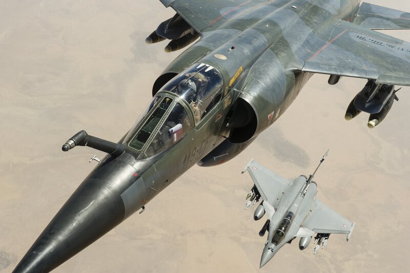 Two Fighter Jets in Flight — Gray, Aerial, Afternoon, Photograph, Aircraft, Pilot
