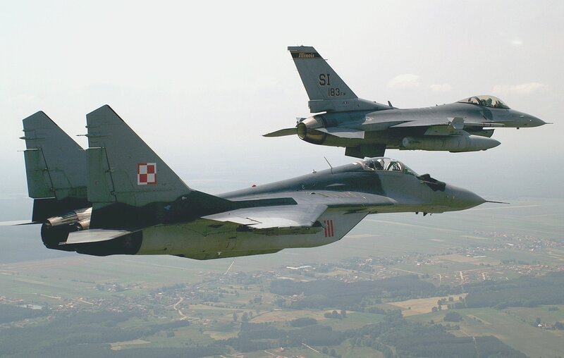 Two Fighter Jets in Flight — Gray, Aerial, Afternoon, Photograph, Aircraft, Sky, Landscape