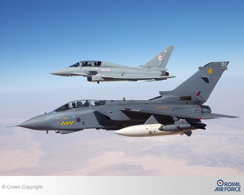 Two Fighter Jets in Flight — Gray, Aerial, Photograph, Aircraft, Sky