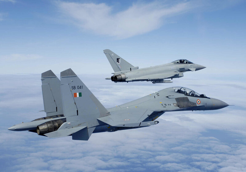 Two Fighter Jets in Flight — Gray, Calm, Morning