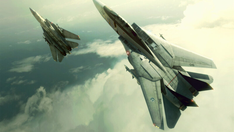 Two Fighter Jets in Flight — Gray, Dramatic, Afternoon, Digital Art