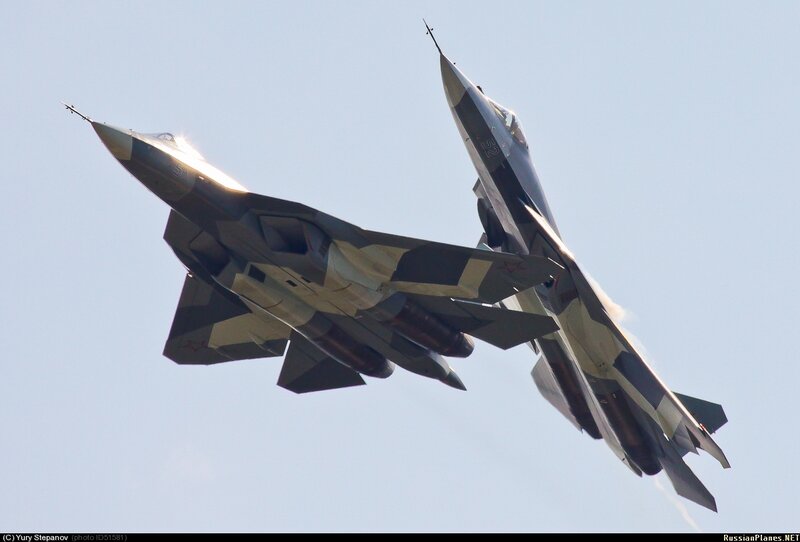 Two Fighter Jets in Flight — Gray, Dynamic, Afternoon, Photograph, Aircraft, Sky, Camouflage