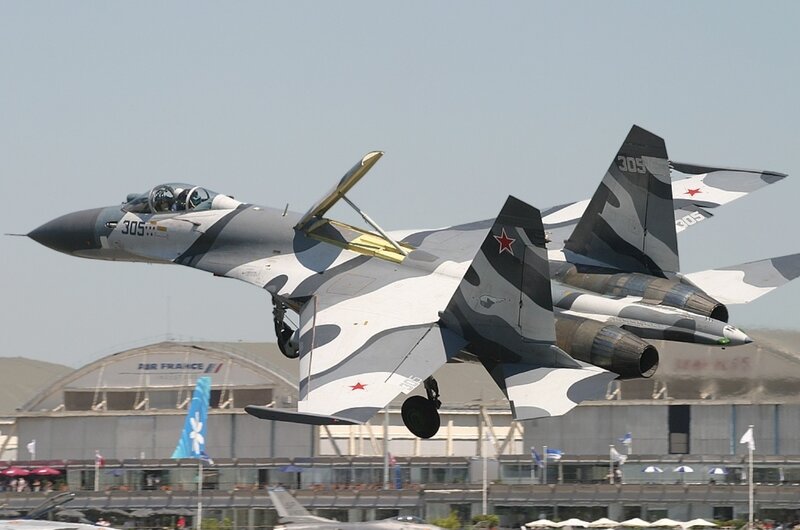 Two Fighter Jets in Flight — Gray, Dynamic, Afternoon, Photograph, Aircraft